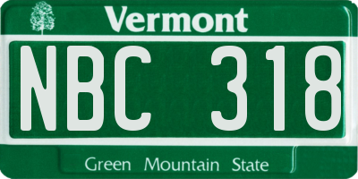 VT license plate NBC318