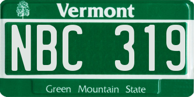 VT license plate NBC319