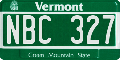 VT license plate NBC327