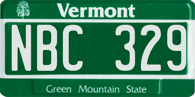 VT license plate NBC329