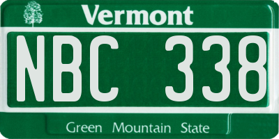 VT license plate NBC338