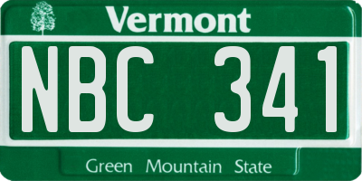 VT license plate NBC341