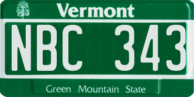 VT license plate NBC343