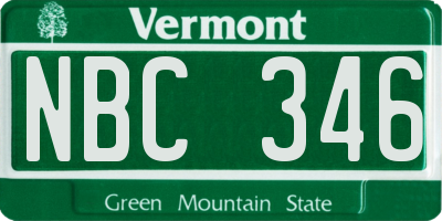VT license plate NBC346