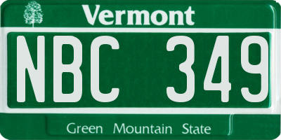 VT license plate NBC349