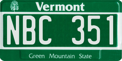 VT license plate NBC351