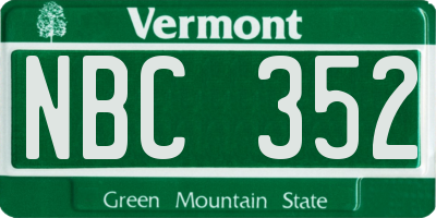 VT license plate NBC352