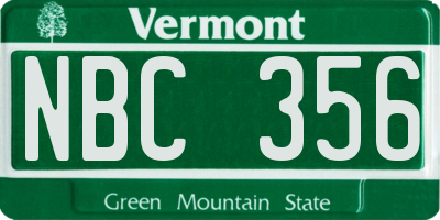 VT license plate NBC356