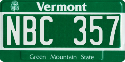 VT license plate NBC357