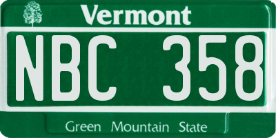 VT license plate NBC358