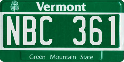 VT license plate NBC361