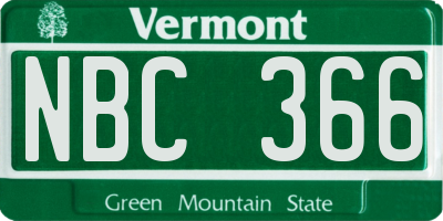 VT license plate NBC366