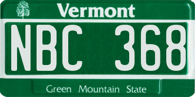 VT license plate NBC368