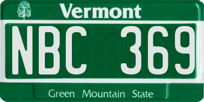 VT license plate NBC369