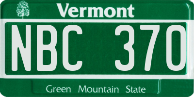 VT license plate NBC370