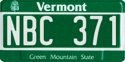 VT license plate NBC371