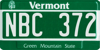 VT license plate NBC372