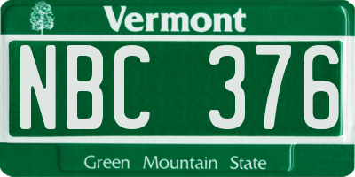 VT license plate NBC376