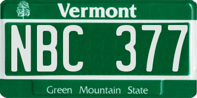 VT license plate NBC377