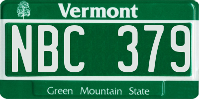 VT license plate NBC379