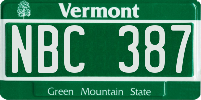 VT license plate NBC387