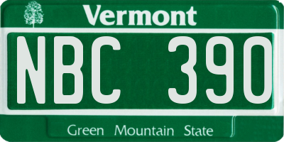 VT license plate NBC390
