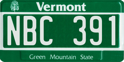 VT license plate NBC391