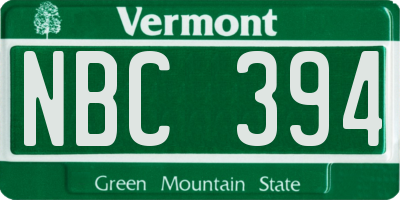 VT license plate NBC394