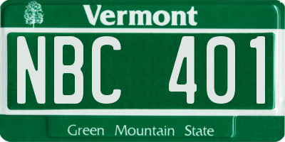 VT license plate NBC401