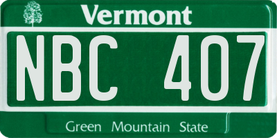 VT license plate NBC407