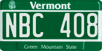 VT license plate NBC408