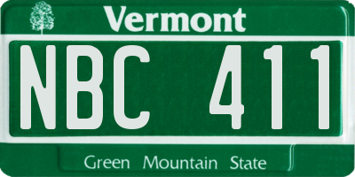 VT license plate NBC411