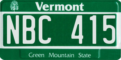 VT license plate NBC415