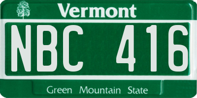 VT license plate NBC416
