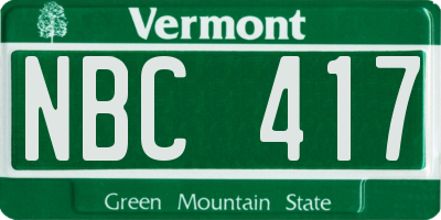 VT license plate NBC417