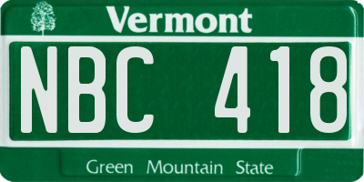 VT license plate NBC418