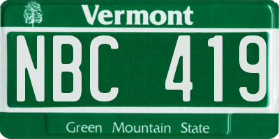 VT license plate NBC419