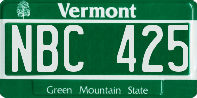 VT license plate NBC425