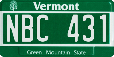 VT license plate NBC431