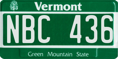 VT license plate NBC436