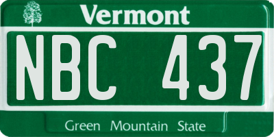 VT license plate NBC437