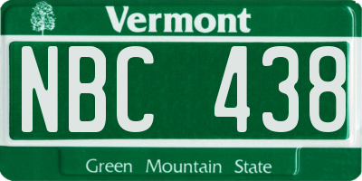 VT license plate NBC438