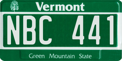 VT license plate NBC441