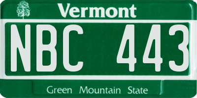 VT license plate NBC443
