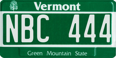 VT license plate NBC444