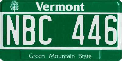 VT license plate NBC446