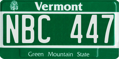 VT license plate NBC447