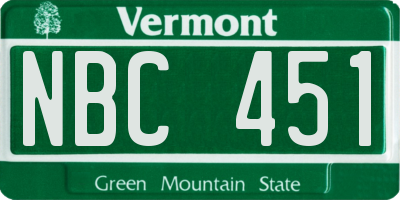 VT license plate NBC451