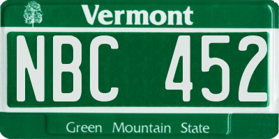VT license plate NBC452