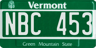 VT license plate NBC453